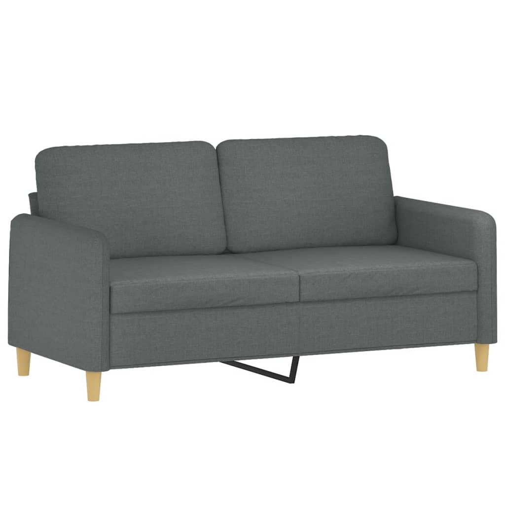 Canapea cu 2 locuri cu pernuțe, gri închis, 140 cm, textil - Lando