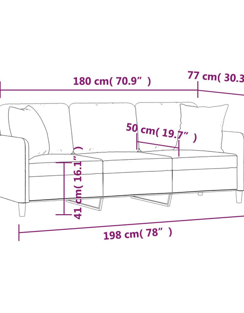 Încărcați imaginea în vizualizatorul Galerie, Canapea cu 3 locuri cu pernuțe, gri deschis, 180 cm, textil - Lando

