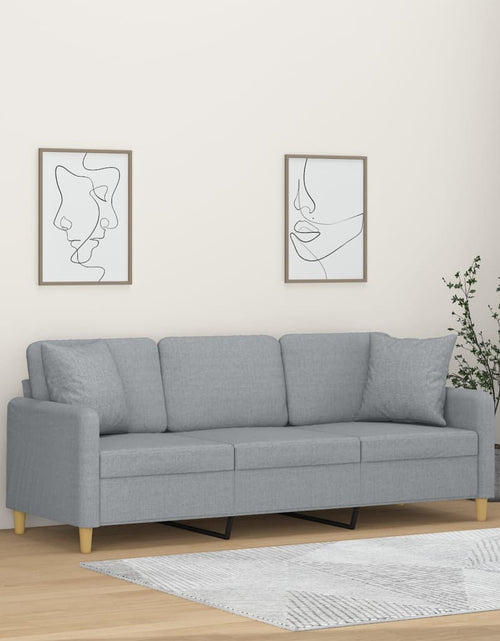 Загрузите изображение в средство просмотра галереи, Canapea cu 3 locuri cu pernuțe, gri deschis, 180 cm, textil - Lando
