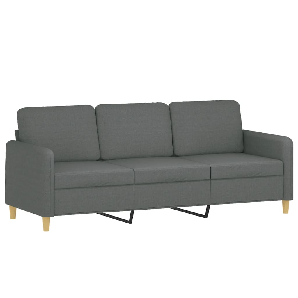 Canapea cu 3 locuri cu pernuțe, gri închis, 180 cm, textil - Lando