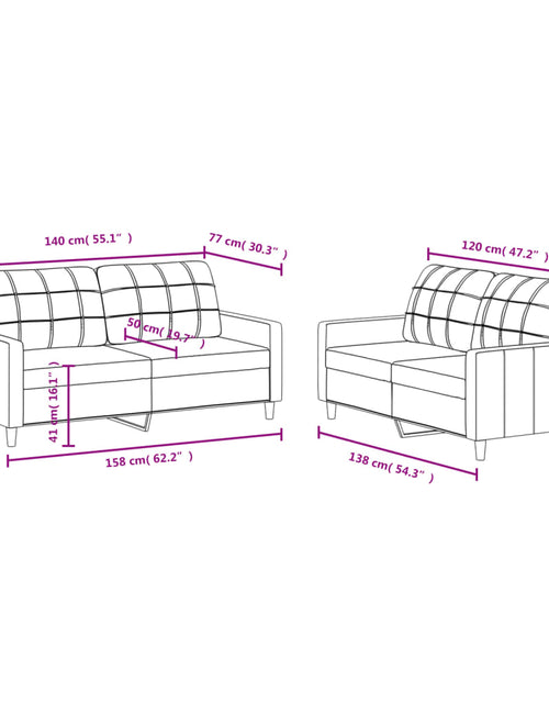Încărcați imaginea în vizualizatorul Galerie, Set de canapele cu perne, 2 piese, gri deschis, textil - Lando
