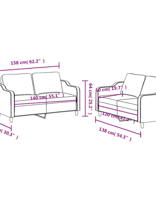 Încărcați imaginea în vizualizatorul Galerie, Set de canapele cu perne, 2 piese, gri închis, textil - Lando
