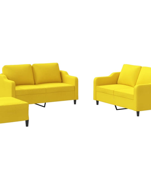 Încărcați imaginea în vizualizatorul Galerie, Set de canapele cu perne, 3 piese, galben deschis, textil - Lando
