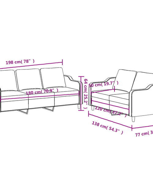 Încărcați imaginea în vizualizatorul Galerie, Set de canapele cu perne, 2 piese, gri deschis, textil - Lando
