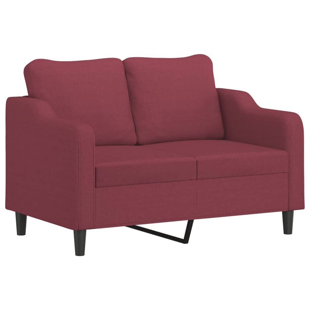 Set canapea cu perne, 2 piese, roșu vin, material textil - Lando