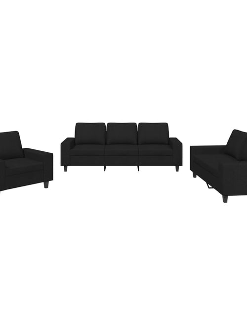 Încărcați imaginea în vizualizatorul Galerie, Set de canapele, 3 piese, negru, textil
