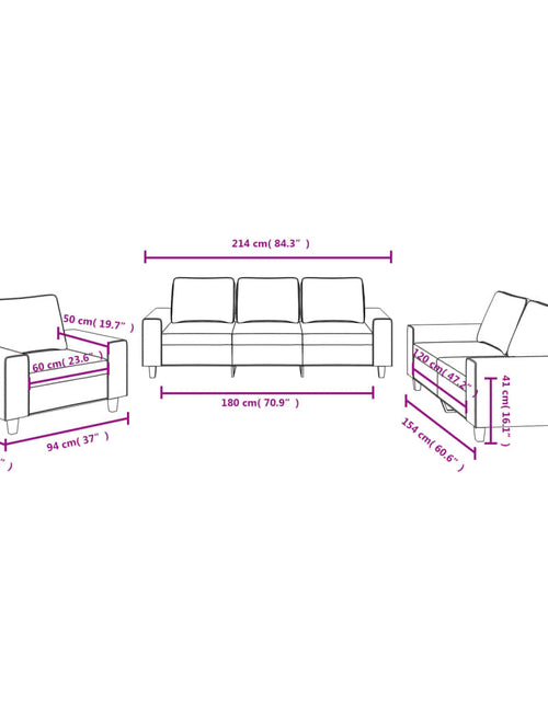 Încărcați imaginea în vizualizatorul Galerie, Set de canapele, 3 piese, negru, textil - Lando
