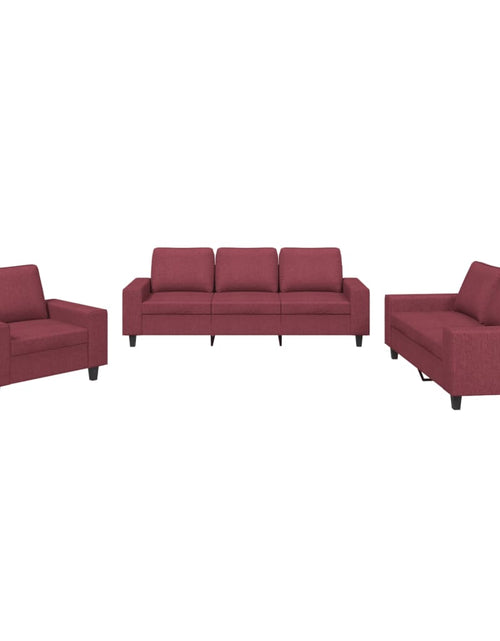 Încărcați imaginea în vizualizatorul Galerie, Set de canapea, 3 piese, roșu vin, material textil - Lando
