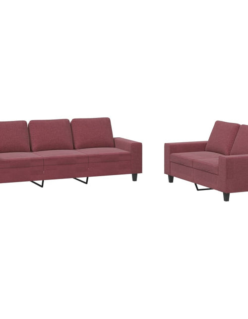Încărcați imaginea în vizualizatorul Galerie, Set de canapea, 2 piese, roșu vin, material textil - Lando
