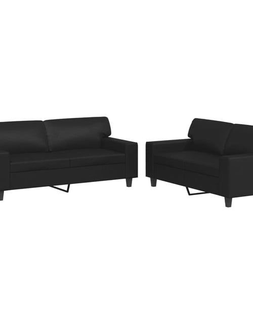 Încărcați imaginea în vizualizatorul Galerie, Set de canapele, 2 piese, negru, piele ecologică - Lando
