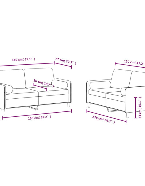 Încărcați imaginea în vizualizatorul Galerie, Set canapea cu perne, 2 piese, roz, catifea - Lando
