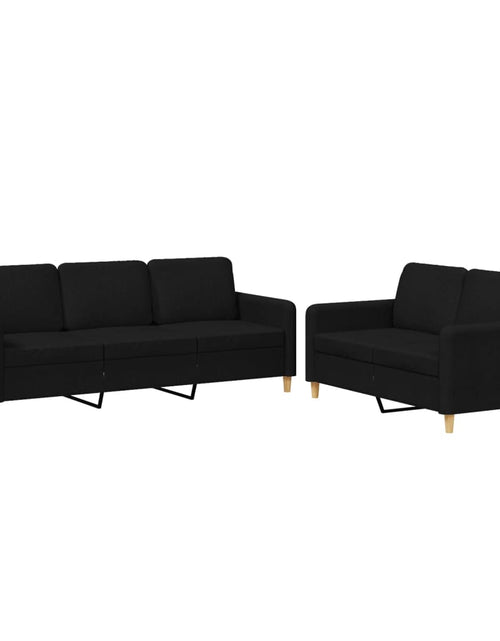 Încărcați imaginea în vizualizatorul Galerie, Set de canapele cu perne, 2 piese, negru, textil - Lando
