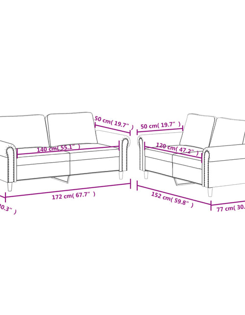 Încărcați imaginea în vizualizatorul Galerie, Set de canapele cu perne, 2 piese, crem, piele ecologică - Lando
