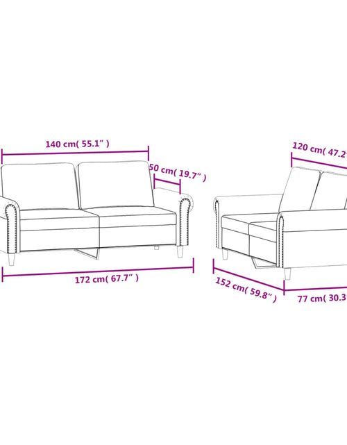 Încărcați imaginea în vizualizatorul Galerie, Set de canapele cu perne, 2 piese, gri deschis, catifea - Lando
