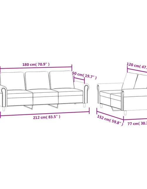 Încărcați imaginea în vizualizatorul Galerie, Set de canapele cu perne, 2 piese, gri deschis, catifea - Lando

