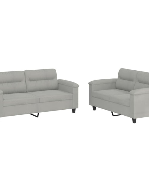 Încărcați imaginea în vizualizatorul Galerie, Set de canapele cu perne, 2 piese, gri deschis, microfibră - Lando
