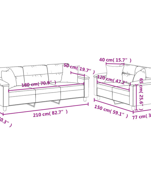 Încărcați imaginea în vizualizatorul Galerie, Set de canapele cu perne, 2 piese, gri închis, microfibră - Lando
