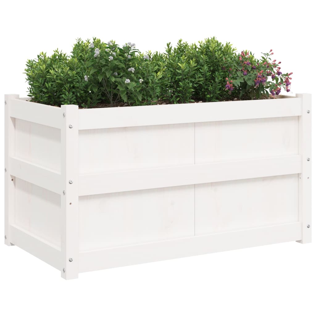 Jardinieră de grădină, alb, 90x50x50 cm, lemn masiv de pin - Lando