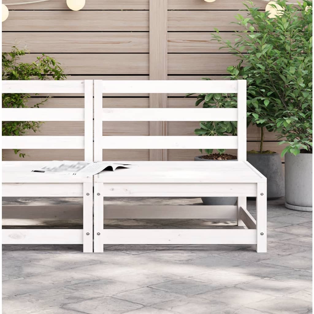 Canapea grădină fără cotiere, alb, 70x70x67 cm, lemn masiv pin - Lando