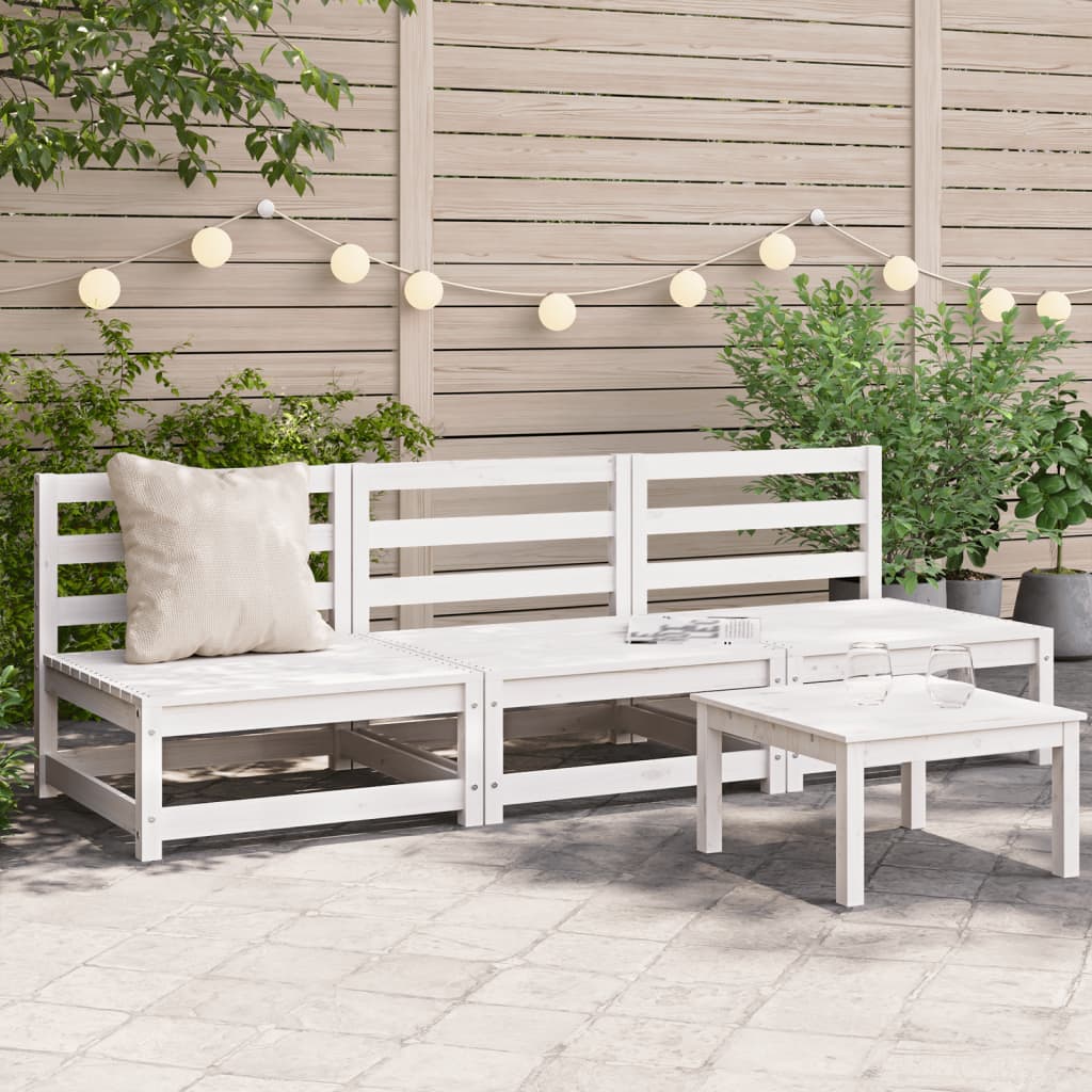 Canapele grădină fără cotiere, 3 buc., alb, 70x70x67 cm - Lando