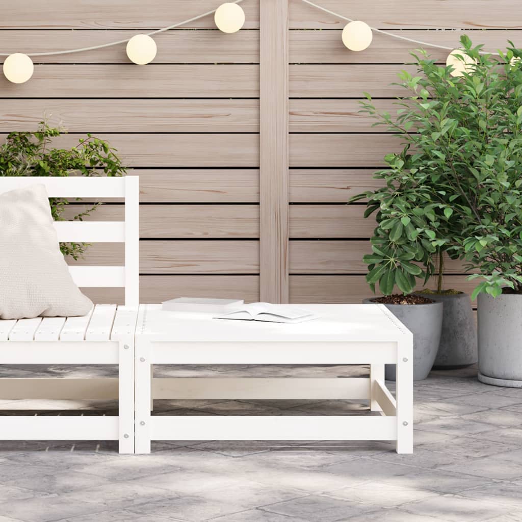 Taburet de grădină, alb, 70x70x30 cm, lemn masiv de pin - Lando