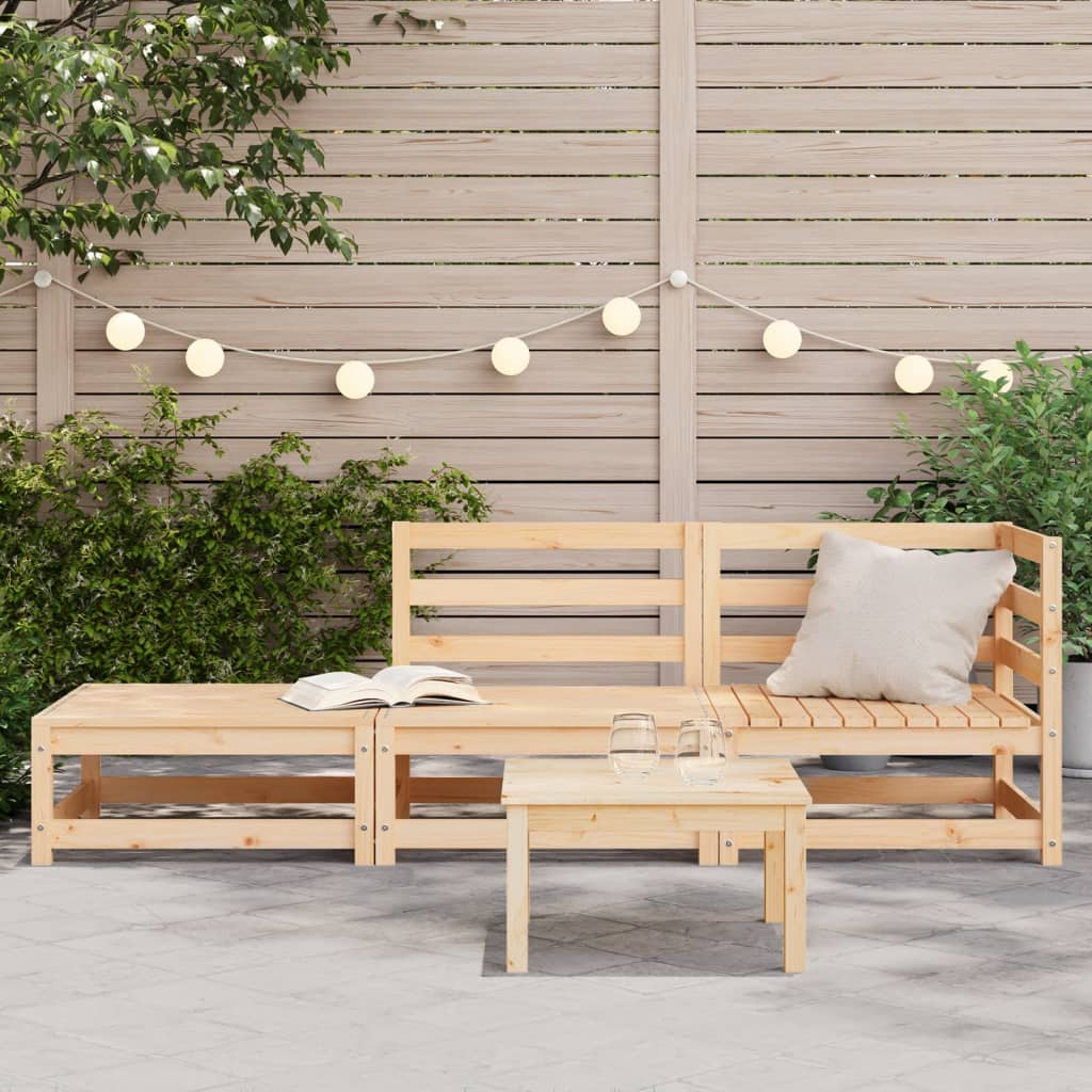 Canapea de grădină cu taburet și 2 locuri, lemn masiv pin - Lando