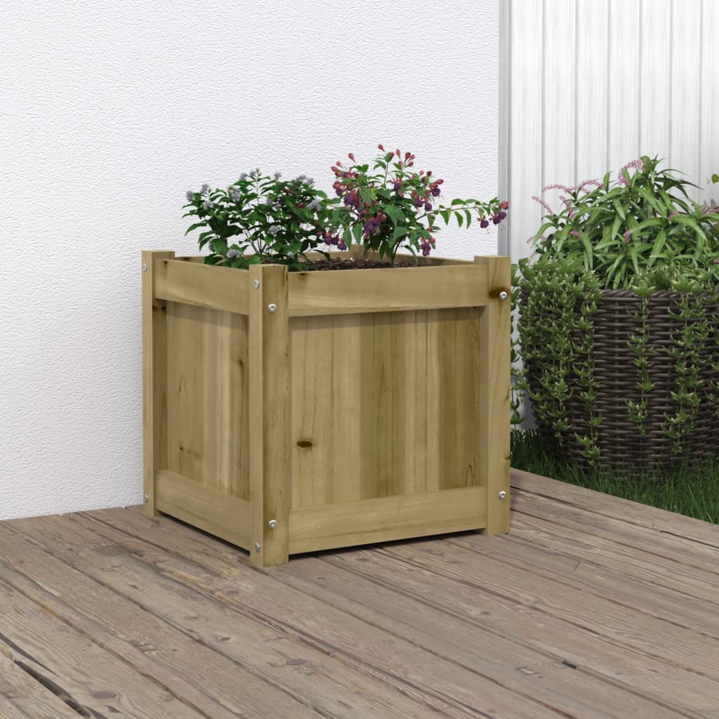 Jardinieră de grădină, 40x40x40 cm, lemn de pin tratat - Lando