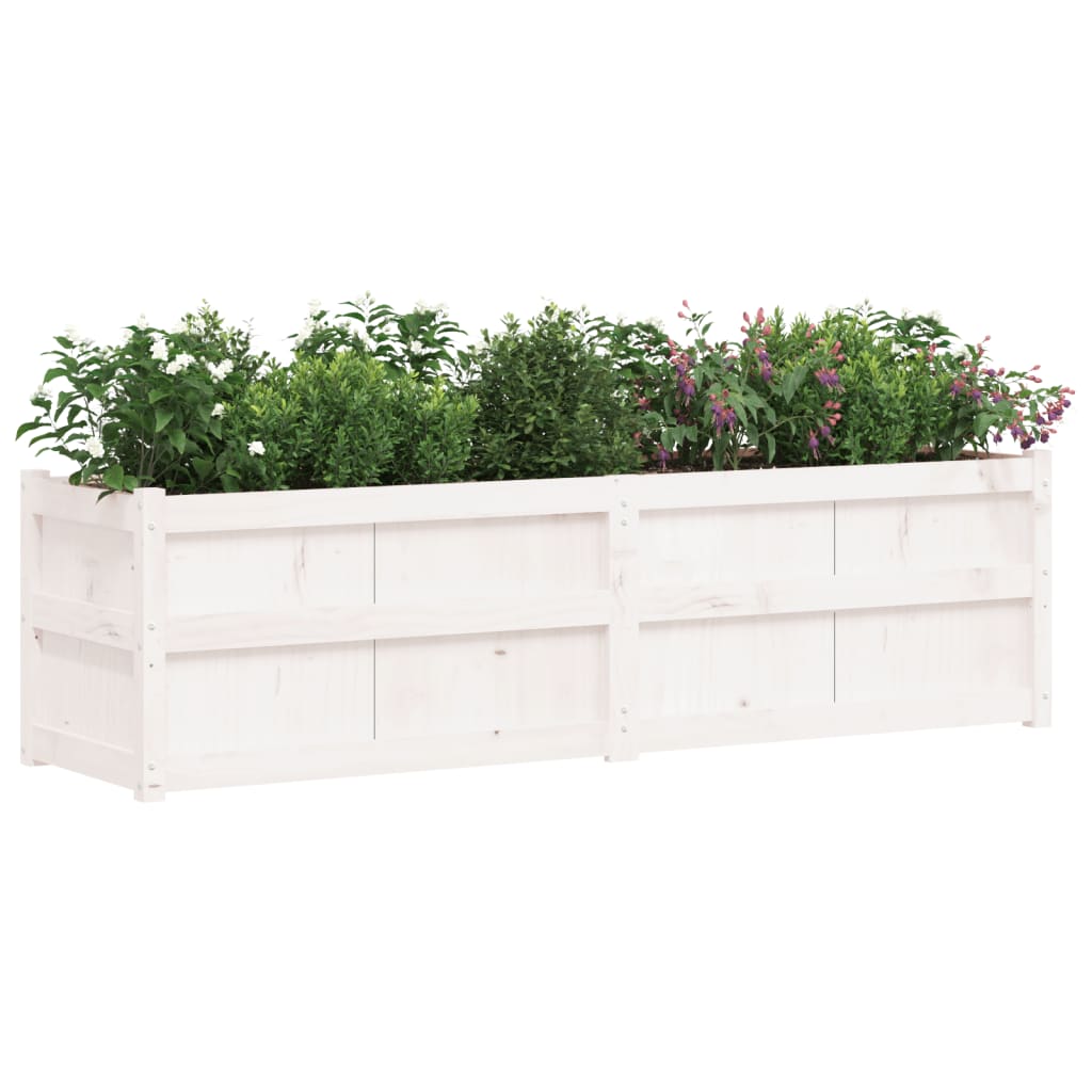 Jardinieră de grădină, alb, 180x50x50 cm, lemn masiv de pin - Lando