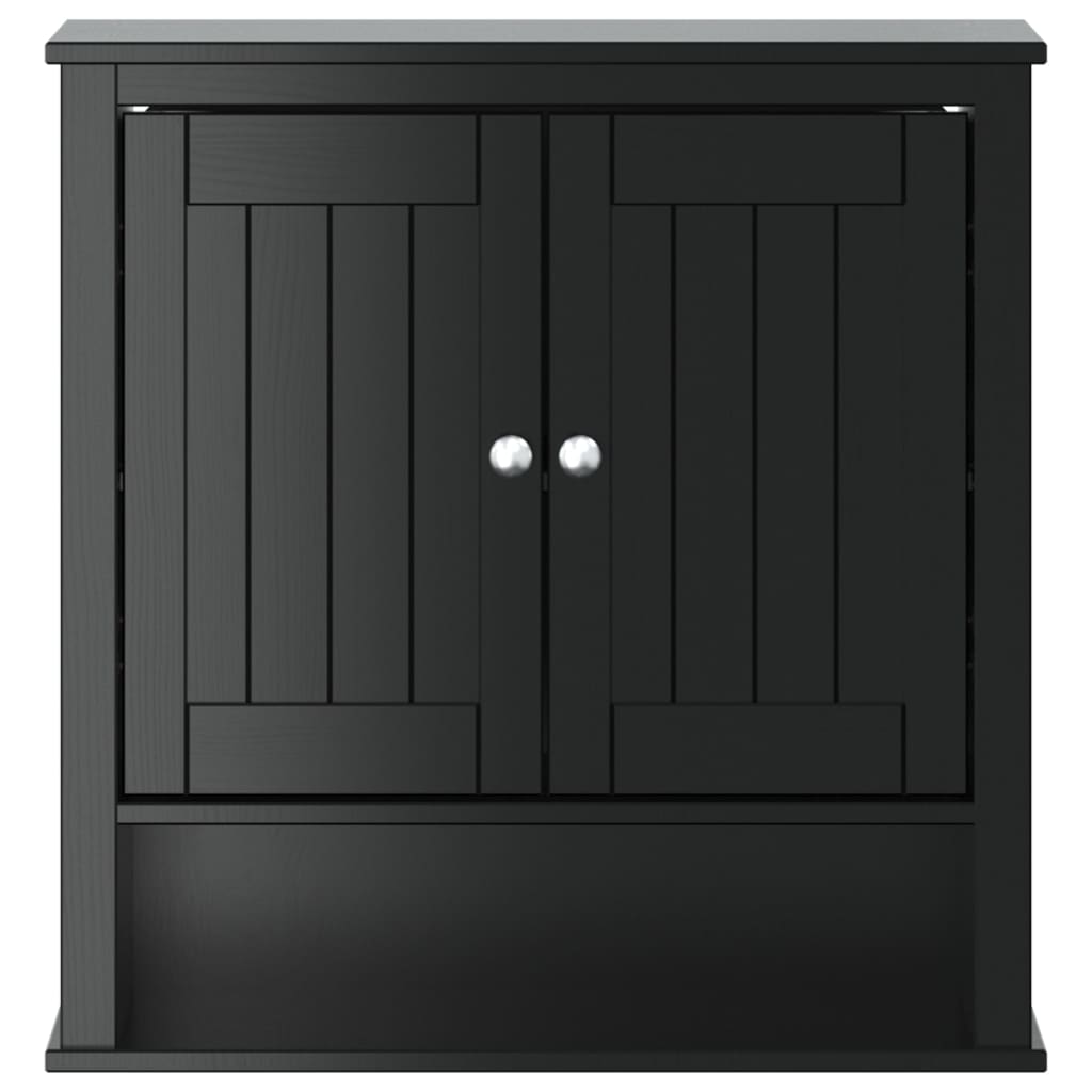 Dulap de baie de perete "BERG" negru 69,5x27x71,5 cm lemn masiv - Lando