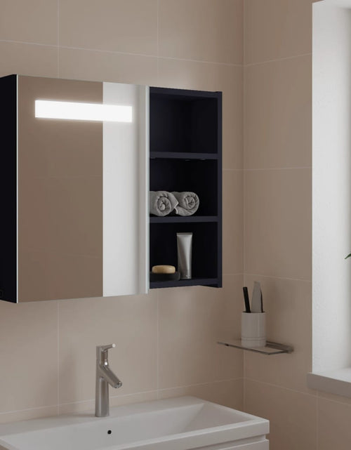 Încărcați imaginea în vizualizatorul Galerie, Dulap cu oglindă de baie cu lumină LED, gri, 60x13x52 cm Lando - Lando
