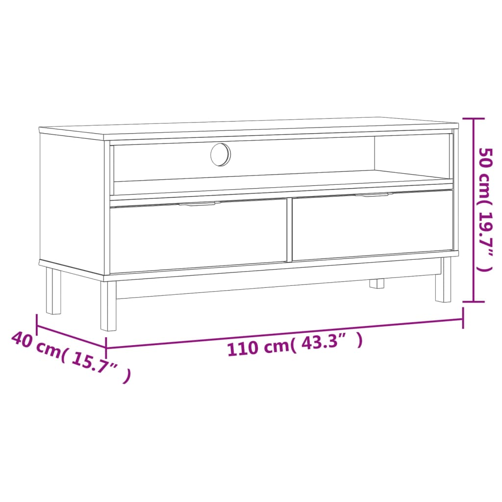 Dulap TV „FLAM” 110x40x50 cm, lemn masiv de pin Lando - Lando