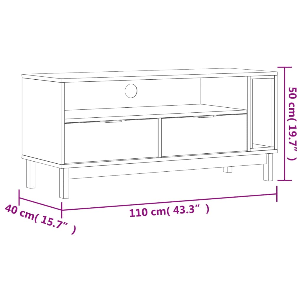 Dulap TV „FLAM” 110x40x50 cm, lemn masiv de pin Lando - Lando