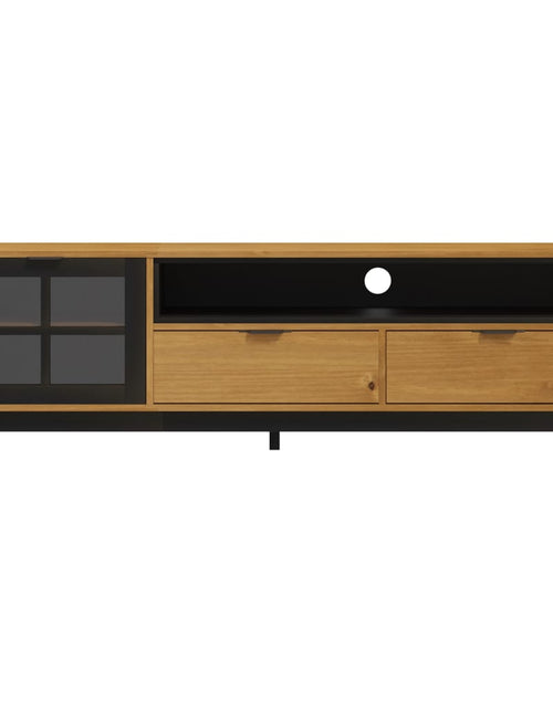 Загрузите изображение в средство просмотра галереи, Comodă TV cu ușă din sticlă „FLAM” 158x40x50 cm, lemn masiv pin Lando - Lando
