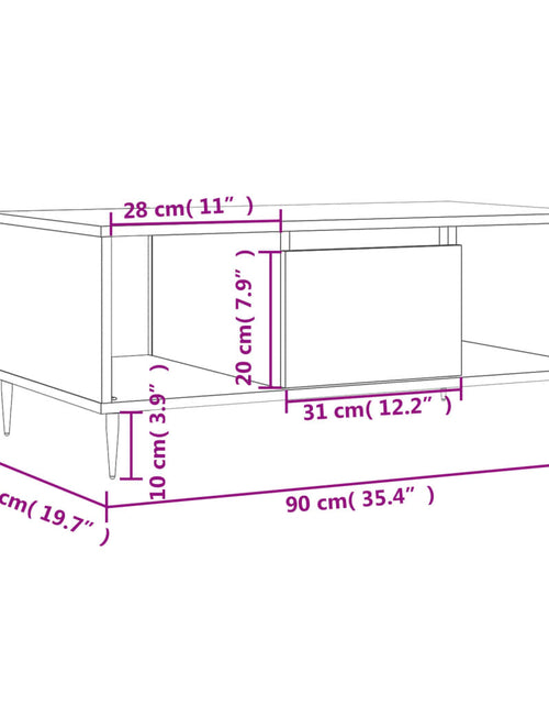 Загрузите изображение в средство просмотра галереи, Măsuță de cafea, alb, 90x50x36,5 cm, lemn prelucrat Lando - Lando
