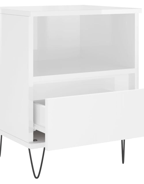 Încărcați imaginea în vizualizatorul Galerie, Noptiere, 2 buc., alb extralucios, 40x35x50 cm, lemn compozit - Lando
