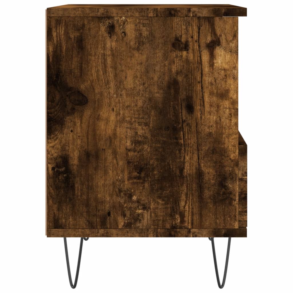 Noptiere, 2 buc., stejar fumuriu, 40x35x50 cm, lemn compozit - Lando