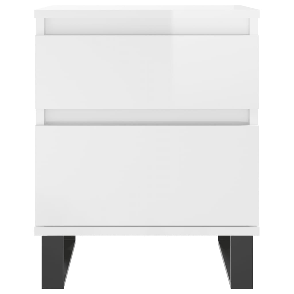 Noptiere, 2 buc., alb extralucios, 40x35x50 cm, lemn compozit - Lando