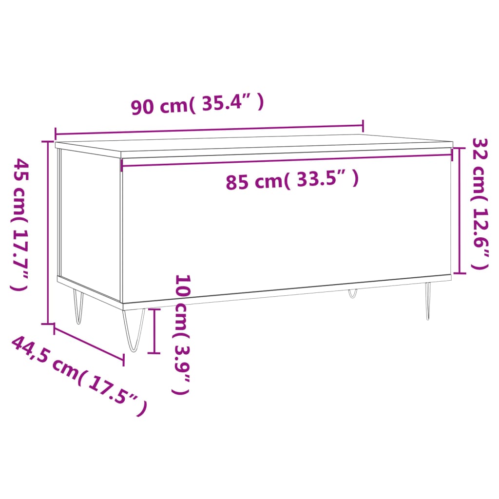 Măsuță de cafea, gri beton, 90x44,5x45 cm, lemn compozit Lando - Lando