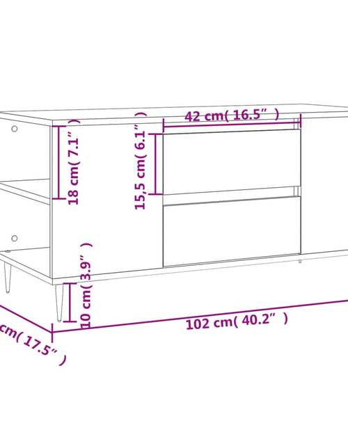 Загрузите изображение в средство просмотра галереи, Măsuță de cafea, gri beton, 102x44,5x50 cm, lemn prelucrat Lando - Lando
