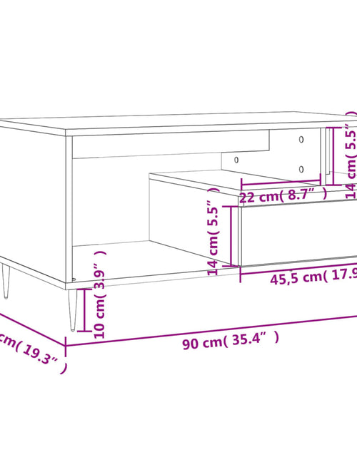 Загрузите изображение в средство просмотра галереи, Măsuță de cafea, stejar fumuriu, 90x49x45 cm, lemn prelucrat Lando - Lando
