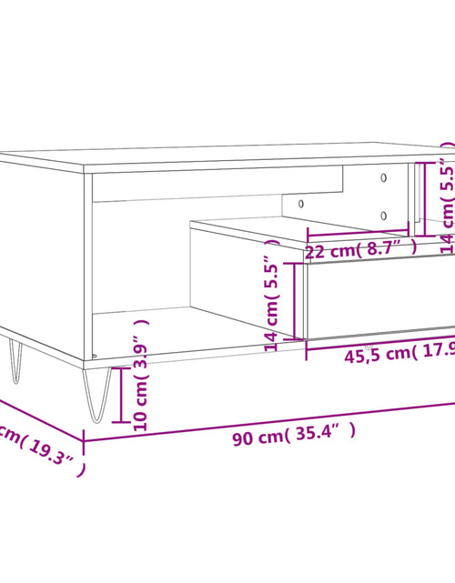 Загрузите изображение в средство просмотра галереи, Măsuță de cafea, gri sonoma, 90x49x45 cm, lemn compozit Lando - Lando
