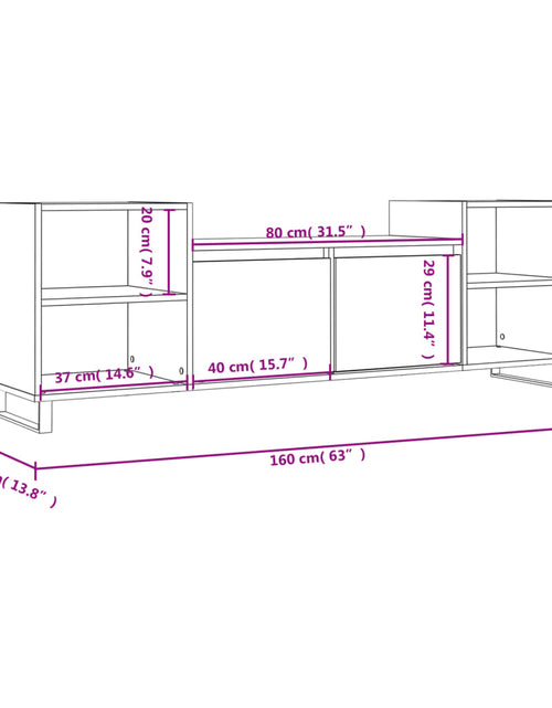 Încărcați imaginea în vizualizatorul Galerie, Comodă TV, stejar fumuriu, 160x35x55 cm, lemn prelucrat Lando - Lando

