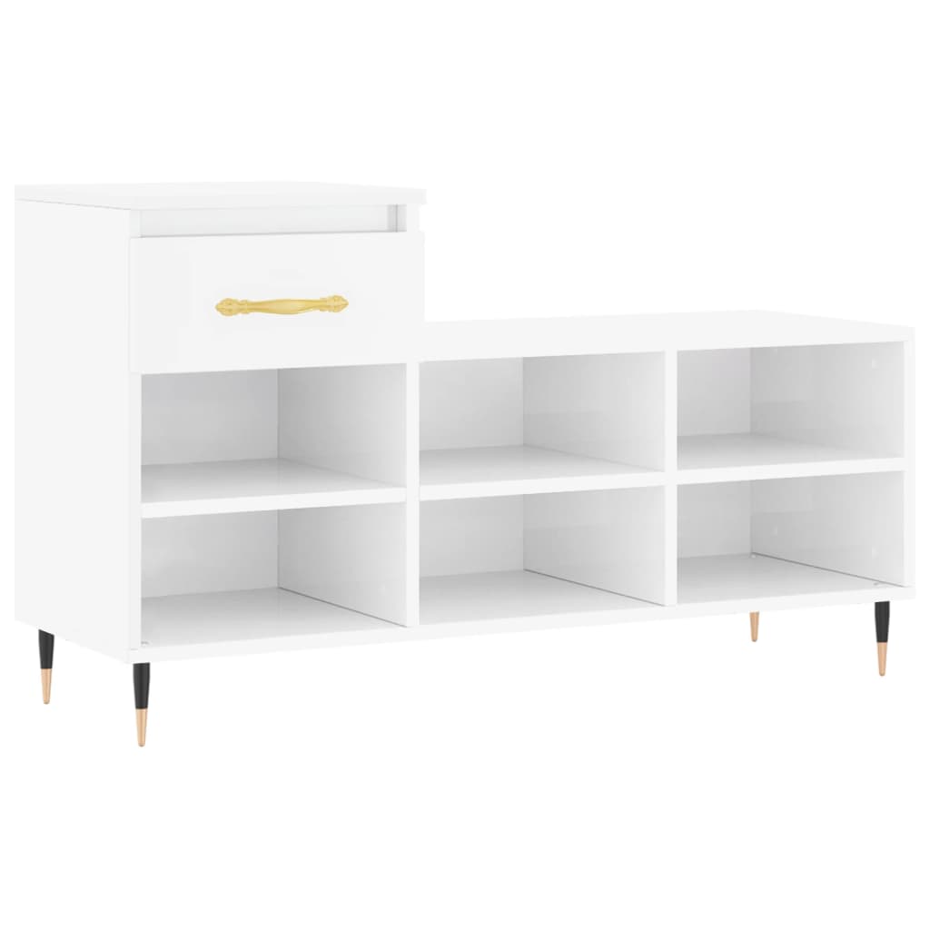Pantofar, alb extralucios, 102x36x60 cm, lemn compozit Lando - Lando