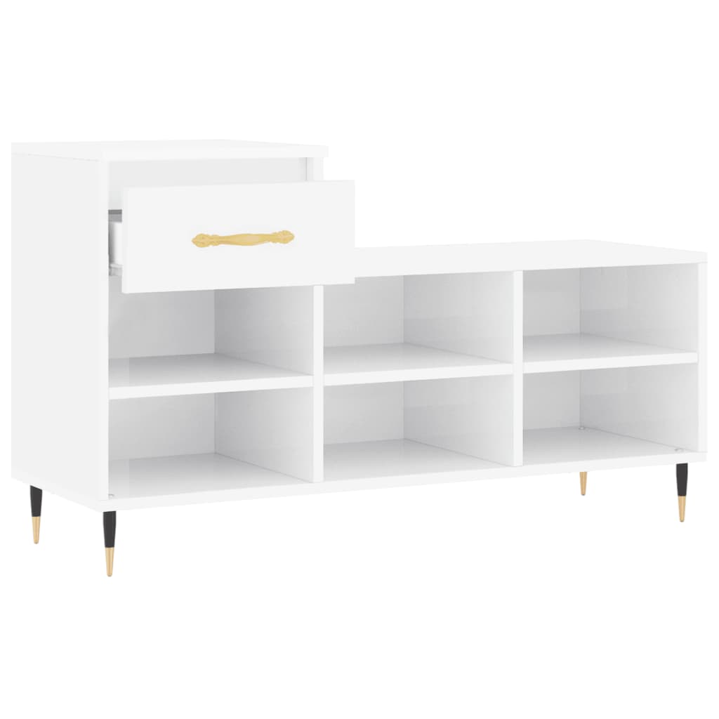 Pantofar, alb extralucios, 102x36x60 cm, lemn compozit Lando - Lando