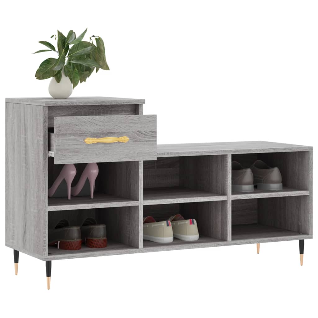 Pantofar, gri sonoma, 102x36x60 cm, lemn prelucrat Lando - Lando