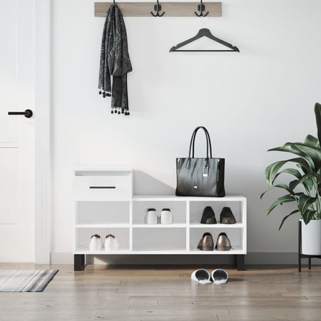 Pantofar, alb extralucios, 102x36x60 cm, lemn compozit Lando - Lando