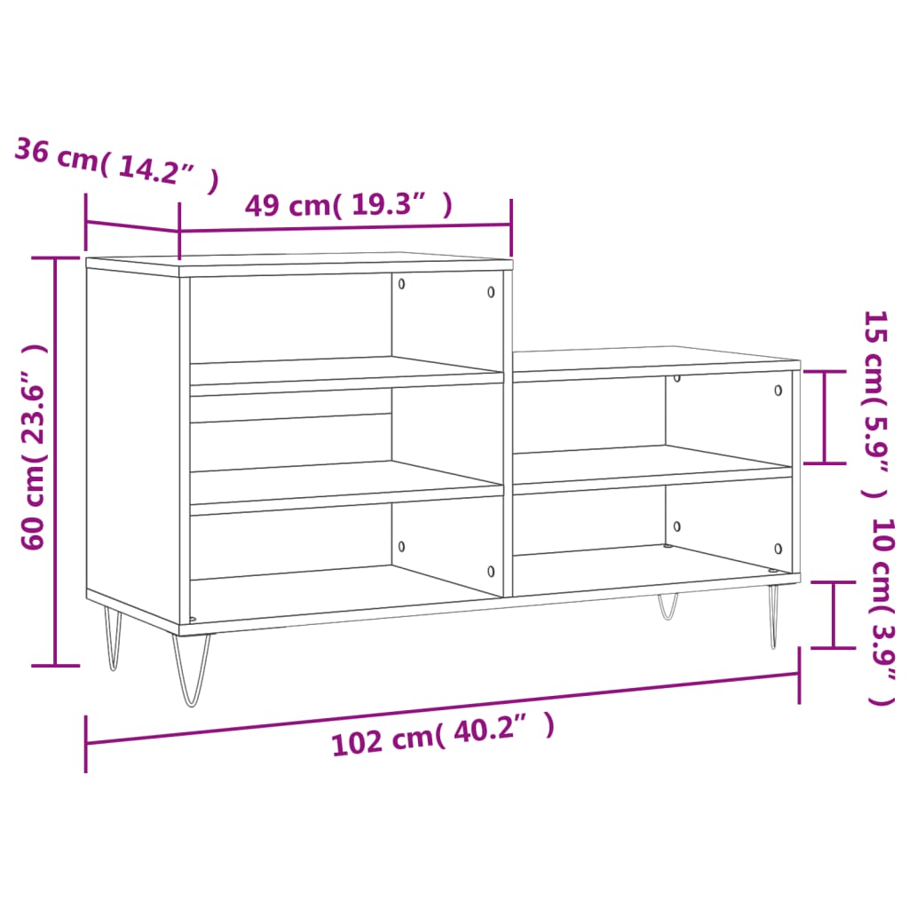 Pantofar, alb, 102x36x60 cm, lemn compozit Lando - Lando