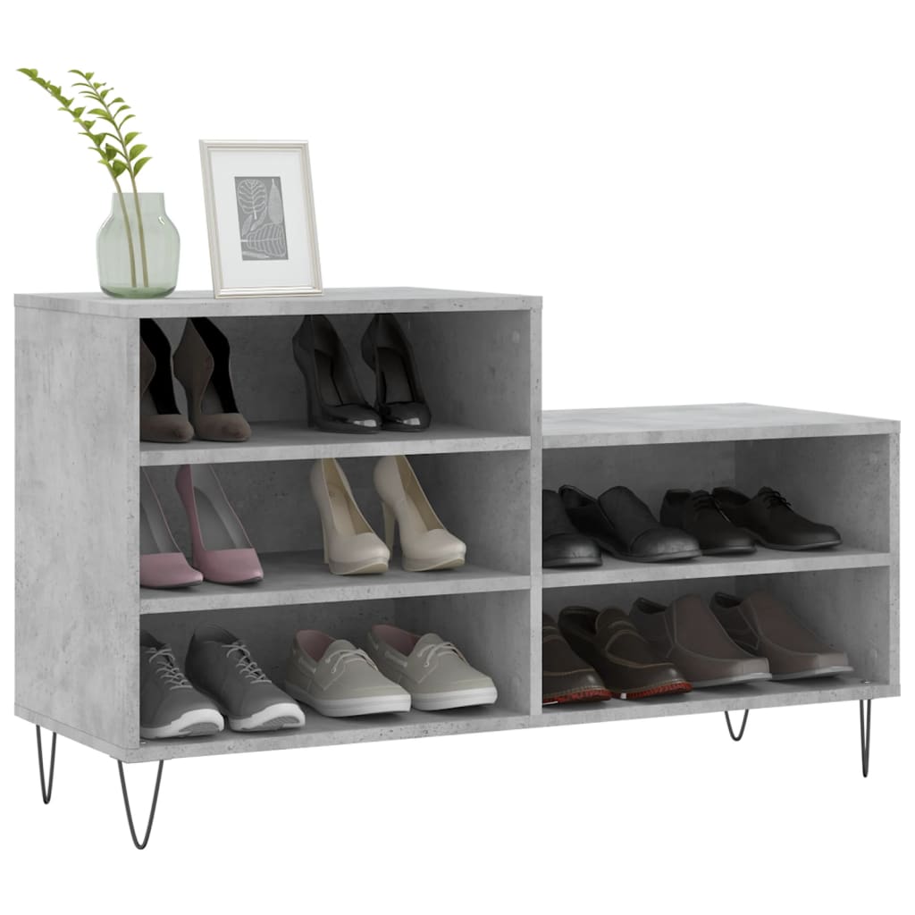 Pantofar, gri beton, 102x36x60 cm, lemn prelucrat Lando - Lando