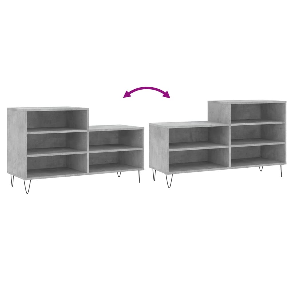 Pantofar, gri beton, 102x36x60 cm, lemn prelucrat Lando - Lando