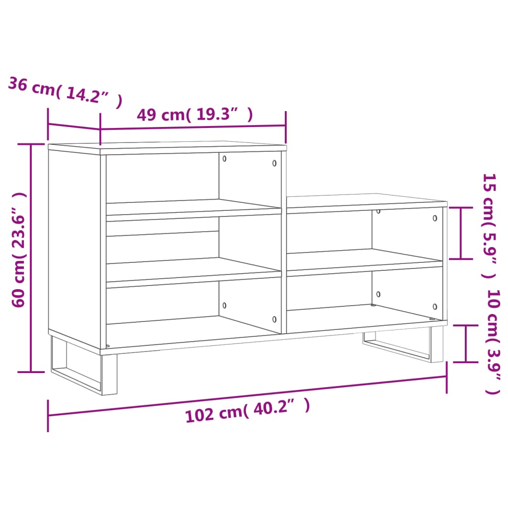 Pantofar, alb, 102x36x60 cm, lemn compozit Lando - Lando